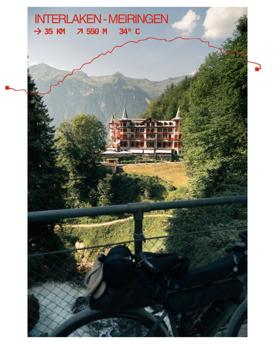 Interlaken to Meiringen, 35 km — Giessbach hotel above the falls