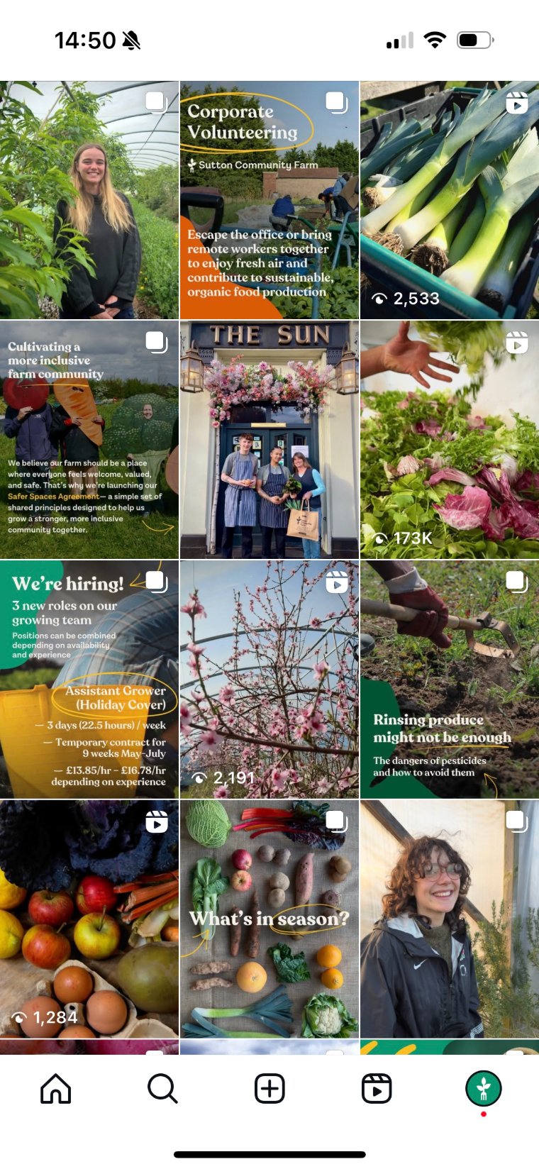 Sutton Community Farm Instagram feed after