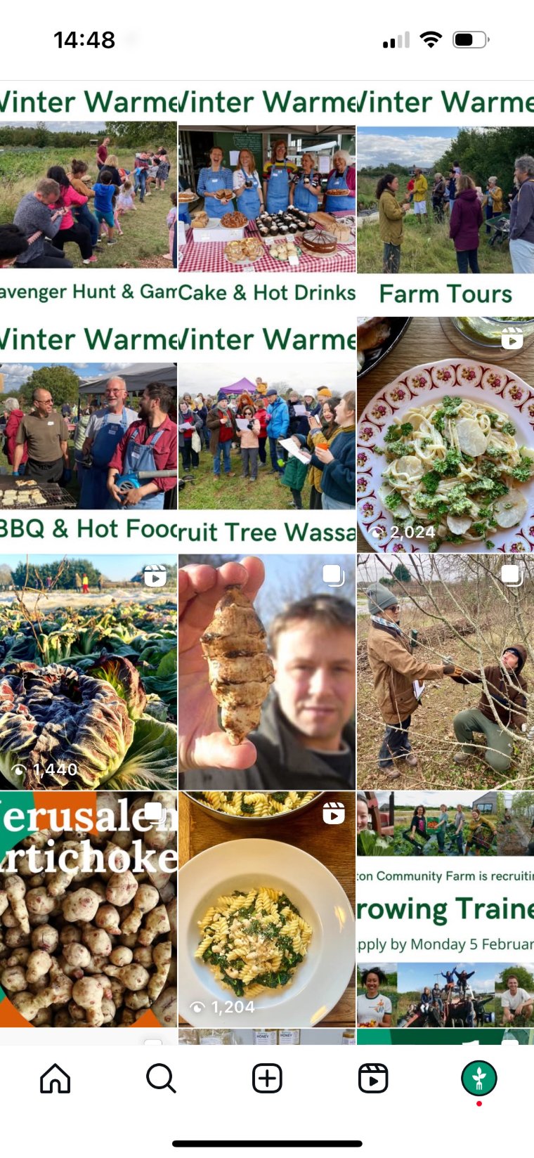 Sutton Community Farm Instagram feed before